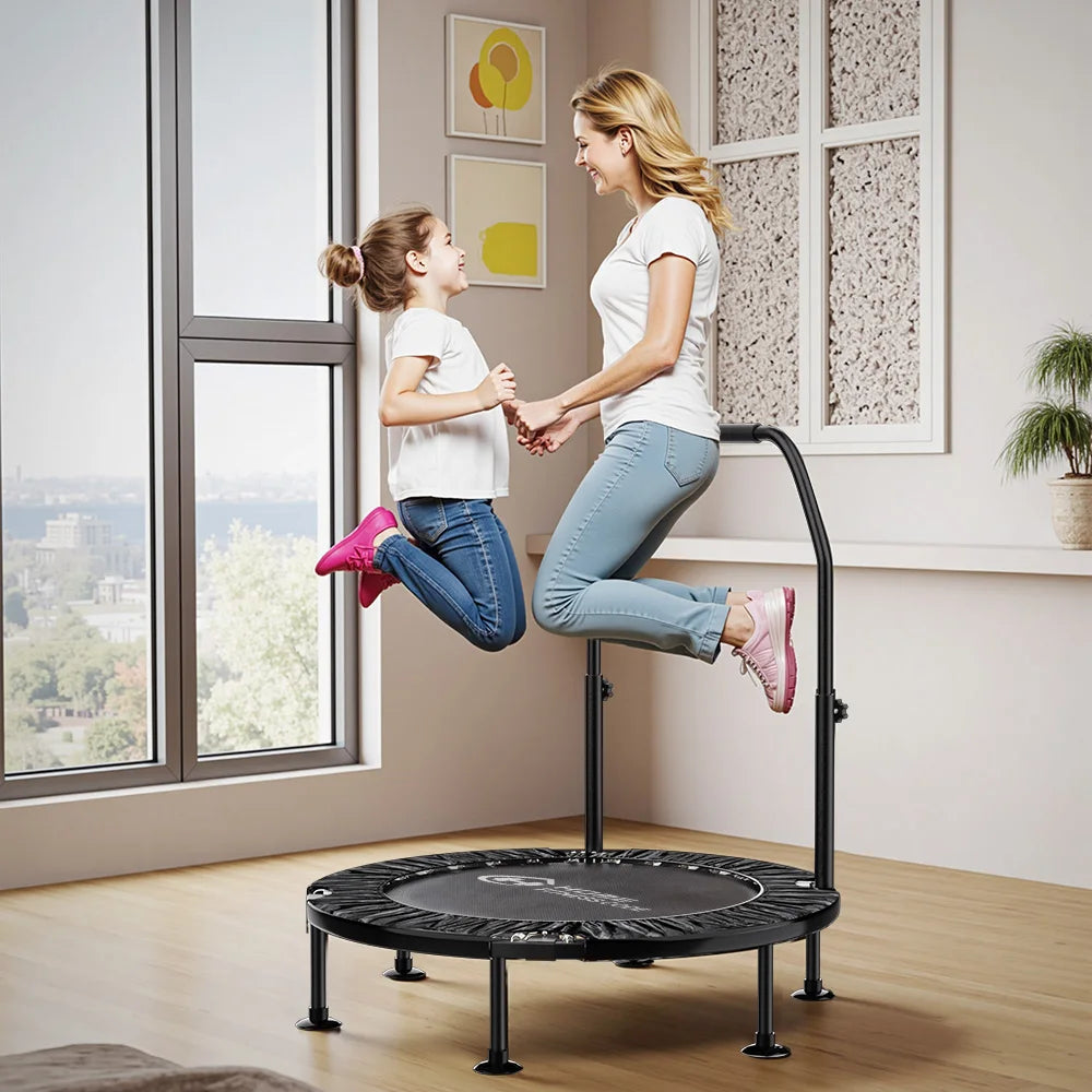 Foldable Mini Fitness Indoor Exercise Workout Rebounder Sport Trampoline with Handle for Indoor/Outdoor Fitness Body Exercise