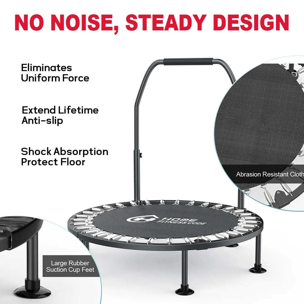 Foldable Mini Fitness Indoor Exercise Workout Rebounder Sport Trampoline with Handle for Indoor/Outdoor Fitness Body Exercise