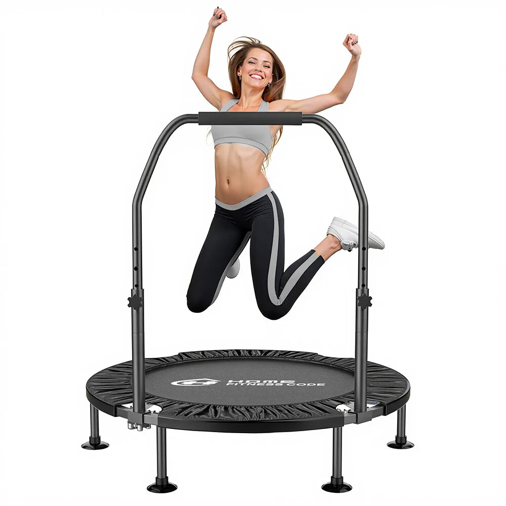 Foldable Mini Fitness Indoor Exercise Workout Rebounder Sport Trampoline with Handle for Indoor/Outdoor Fitness Body Exercise