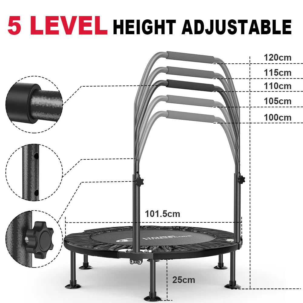 Foldable Mini Fitness Indoor Exercise Workout Rebounder Sport Trampoline with Handle for Indoor/Outdoor Fitness Body Exercise