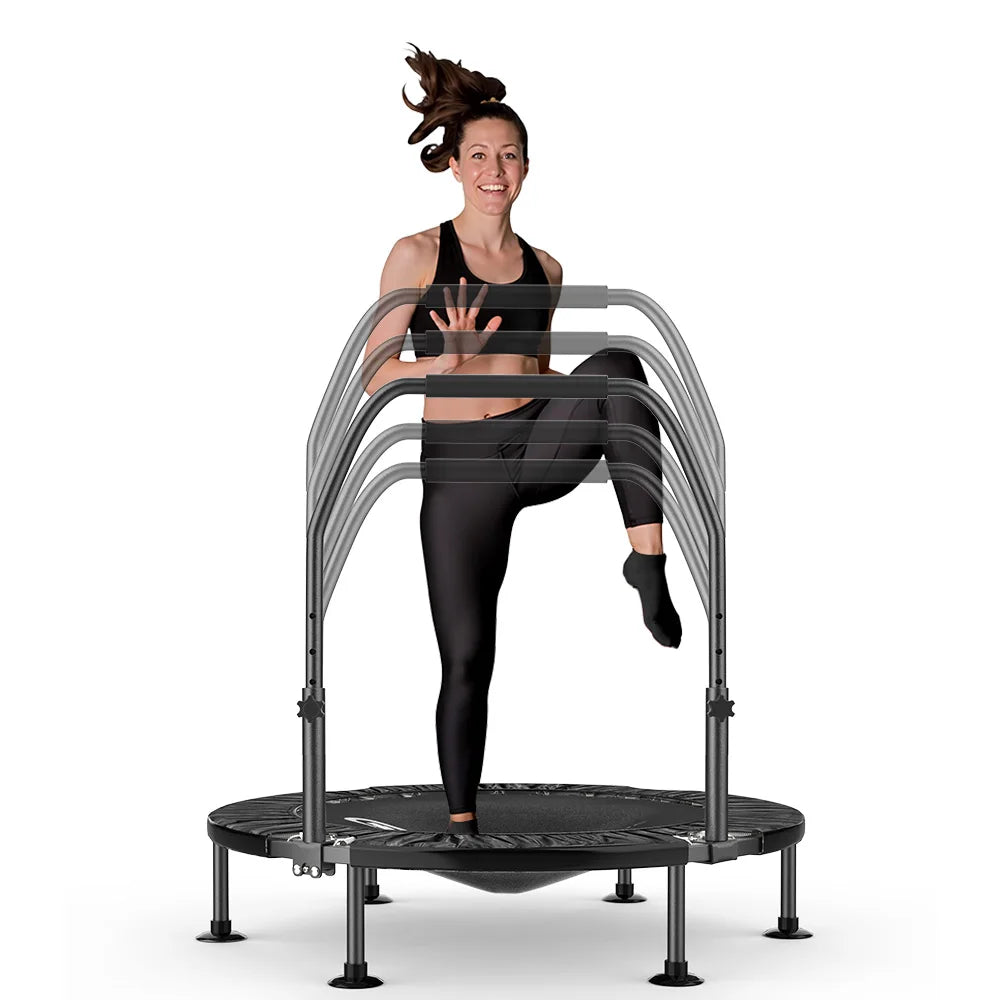 Foldable Mini Fitness Indoor Exercise Workout Rebounder Sport Trampoline with Handle for Indoor/Outdoor Fitness Body Exercise